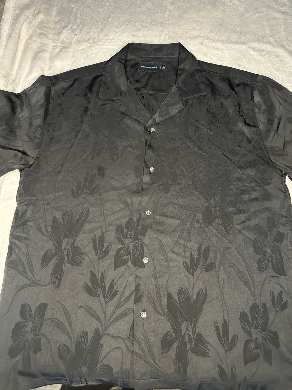 Abercrombie & Fitch Men’s Black Floral Short-Sleeve Button Shirt